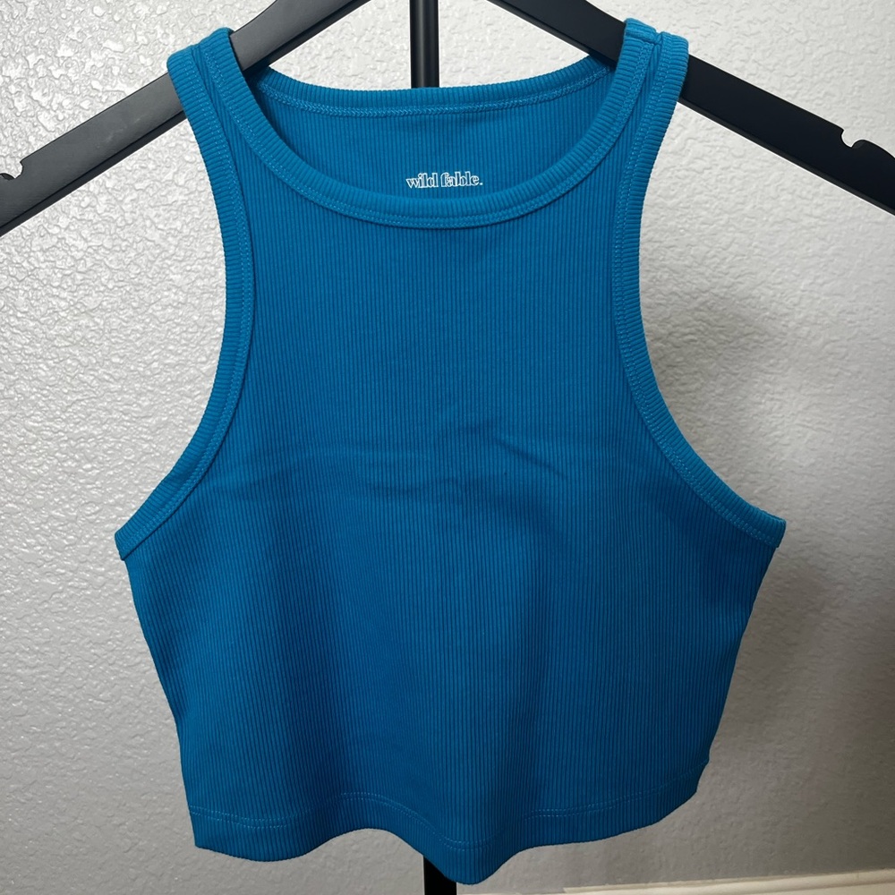 Wild Fable Blue Sleeveless Crop Tank Top